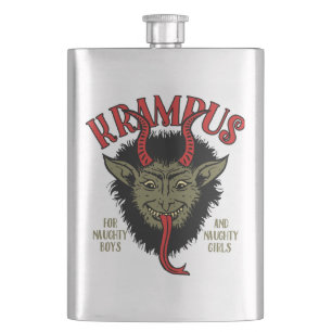 Krampus Face Naughty Flask