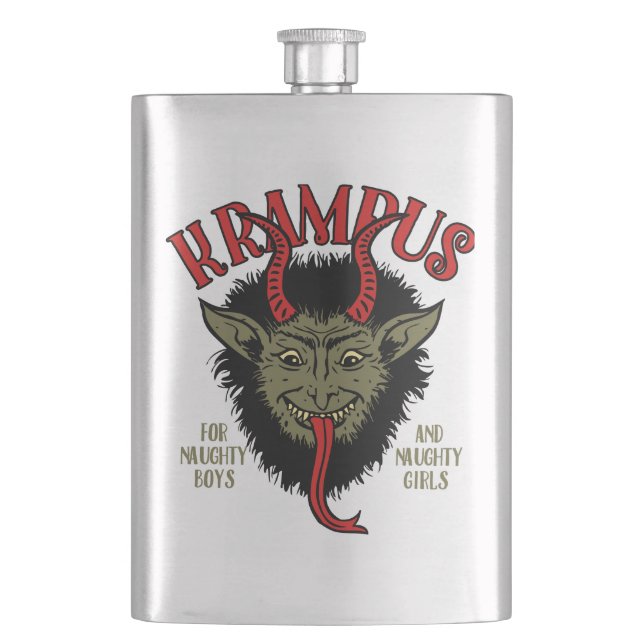 Krampus Face Naughty Flask (Front)