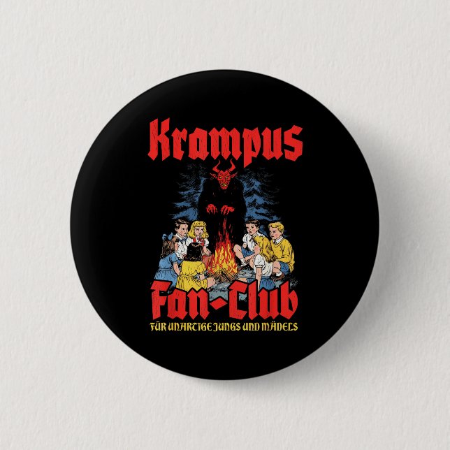 Krampus Fan-club Ugly Xmas German Christmas Demon  Button (Front)