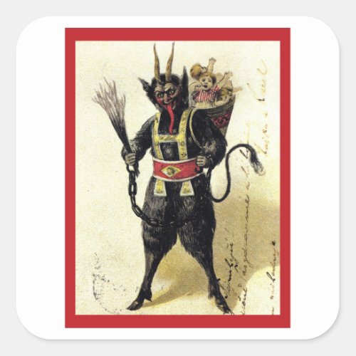 Krampus got your Kids _ VVintage Krampus Square Sticker