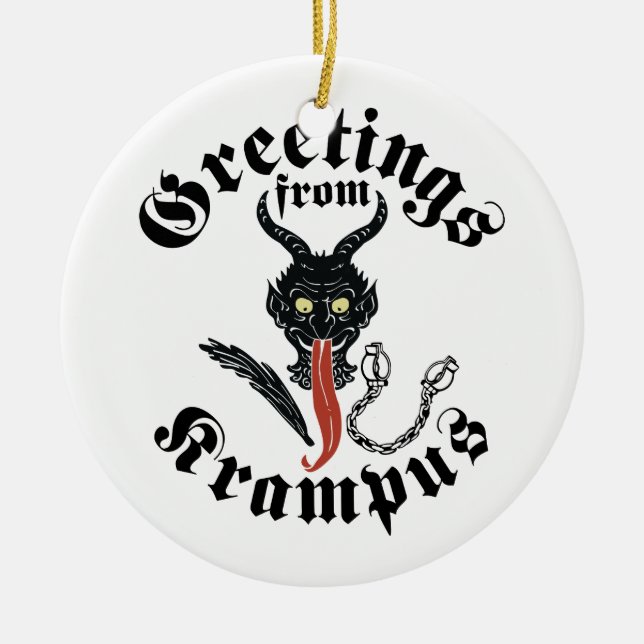 Krampus Greetings Ceramic Ornament (Front)