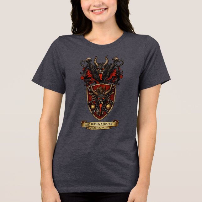 Krampus Heraldic Crest Coat of Arms Christmas  Tri-Blend Shirt (Front)