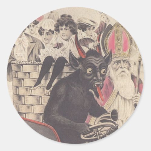 Krampus  His Motorbike Classic Round Sticker