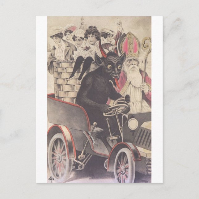 Krampus & His Motorbike Postcard (Front)