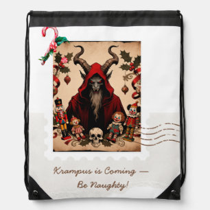 Krampus Is Coming – Be Naughty!   Dark Humor Chris Drawstring Bag
