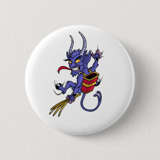 Krampus is coming christmas cartoon character illu button