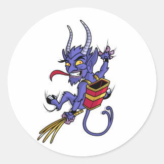 Krampus is coming christmas cartoon character illu classic round sticker