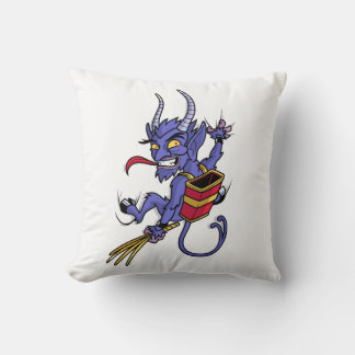Krampus is coming christmas cartoon character illu throw pillow