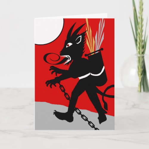 Krampus is Coming Krampusnacht Beast in Chains Holiday Card