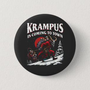 Krampus is Coming to Town Krampus Christmas  Button