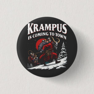 Krampus is Coming to Town Krampus Christmas  Button