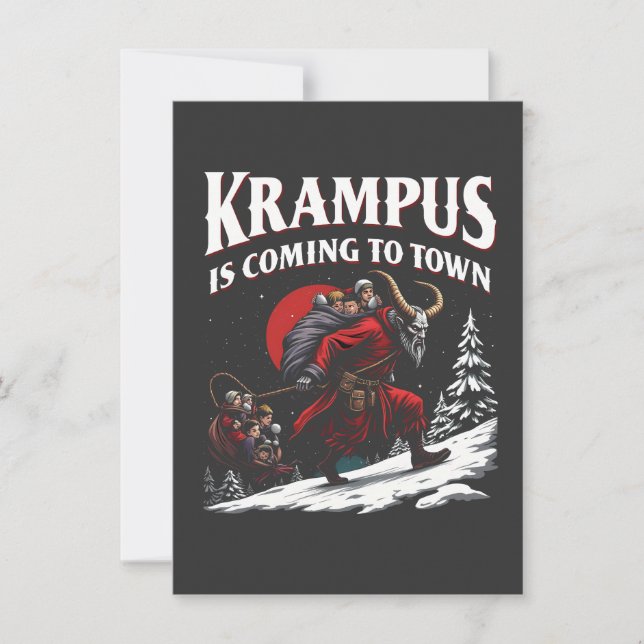 Krampus is Coming to Town Krampus Christmas  Invitation (Front)