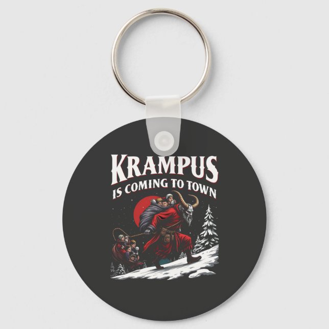 Krampus is Coming to Town Krampus Christmas  Keychain (Front)