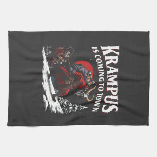 Krampus is Coming to Town Krampus Christmas Kitchen Towel