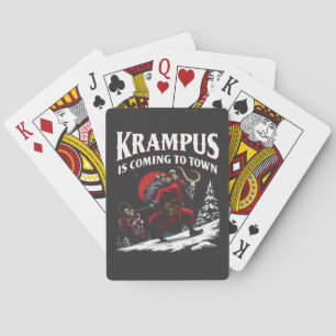 Krampus is Coming to Town Krampus Christmas Poker Cards