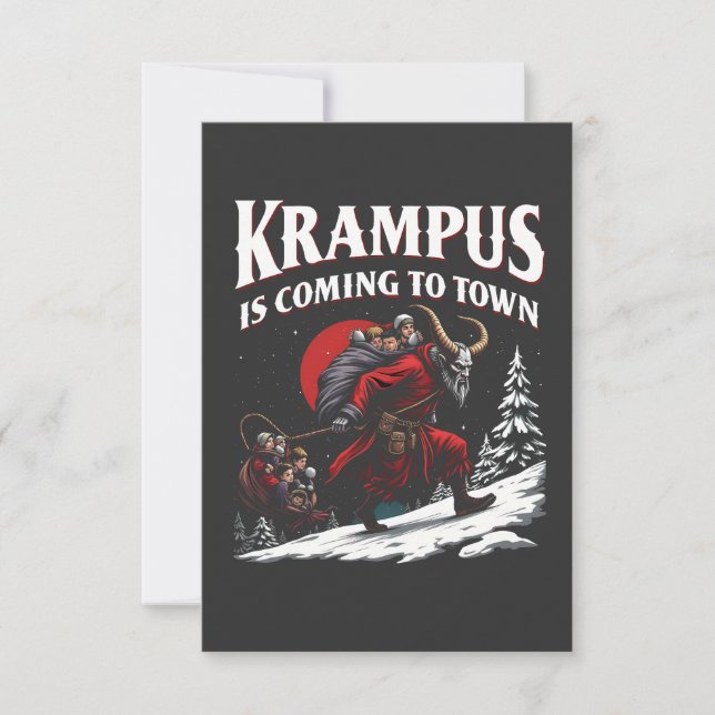 Krampus is Coming to Town Krampus Christmas  Thank You Card (Front)