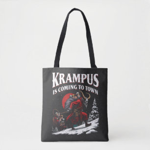 Krampus is Coming to Town Krampus Christmas  Tote Bag