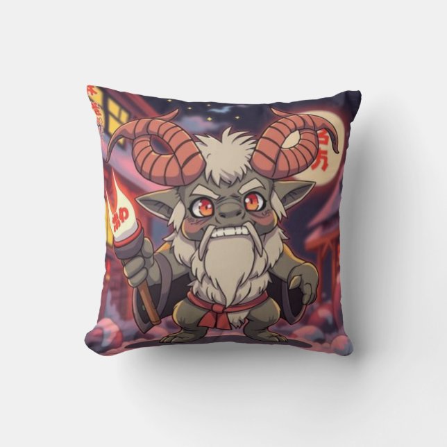 Krampus Japanese Anime Cartoon Throw Pillow (Front)