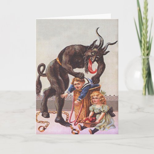 Krampus Kidnapping Children Holiday Card