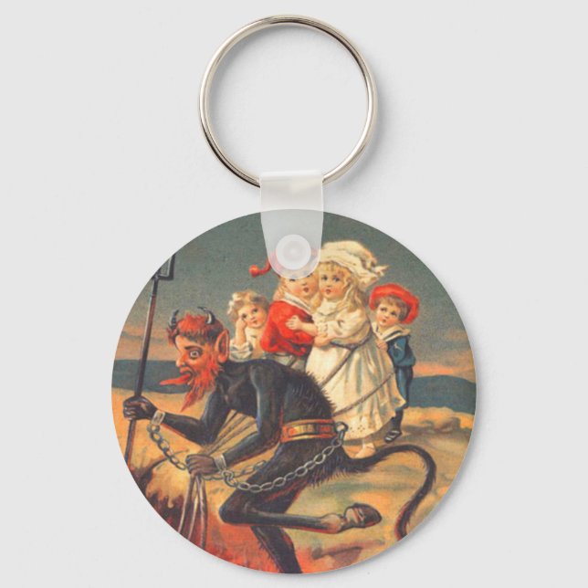 Krampus Kidnapping Children Keychain (Front)