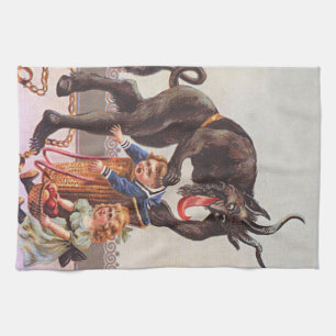 Krampus Kidnapping Children Kitchen Towel