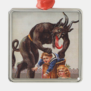 Krampus Kidnapping Children Metal Ornament