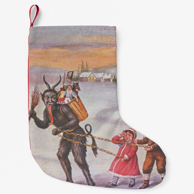 Krampus Kidnapping Children Toys Switch Small Christmas Stocking (Front)