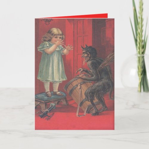 Krampus Kidnapping Girl Toy Holiday Card