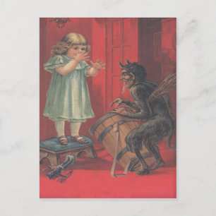 Krampus Kidnapping Girl Toy Postcard