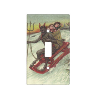 Krampus Kidnapping Kids On Sleigh Pitchfork Light Switch Cover