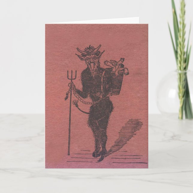 Krampus Kidnapping People Holiday Card (Front)
