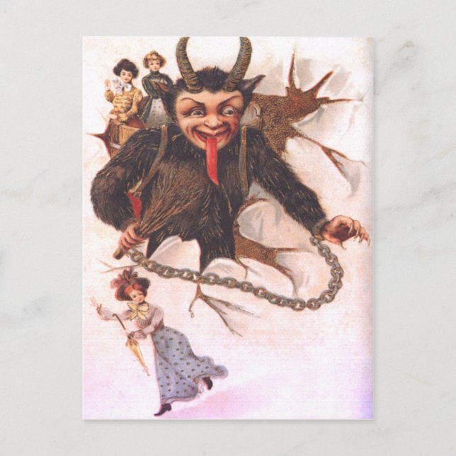 Krampus Kidnapping Women Postcard (Front)