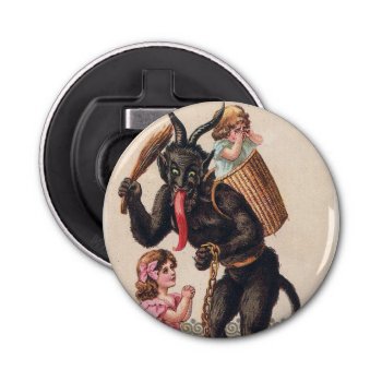 Krampus Kidnaps Girls Vintage Holiday Christmas Bottle Opener by Then_Is_Now at Zazzle