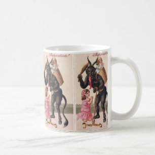 Krampus Kidnaps Girls Vintage Holiday Christmas Coffee Mug