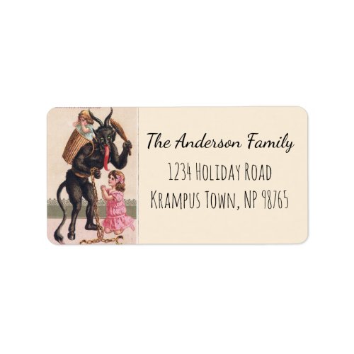 Krampus Kidnaps Kids Vintage Holiday Christmas Label