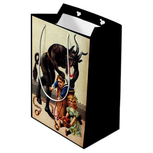 Krampus Kids in Basket Christmas Holiday Xmas Medium Gift Bag