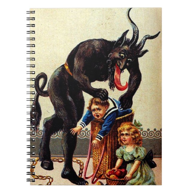 Krampus Kids in Basket Christmas Holiday Xmas Notebook (Front)