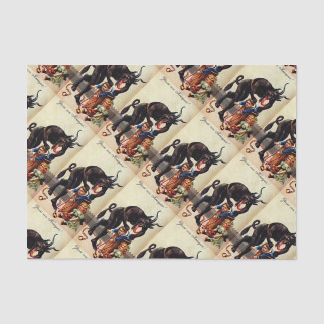 Krampus Kids in Basket Christmas Holiday Xmas Tissue Paper (Front)
