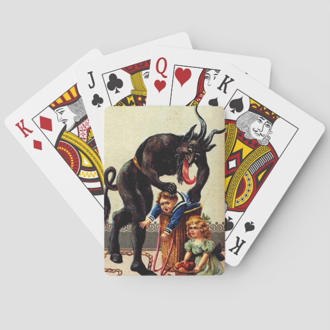 Krampus Kids in Basket Holiday Christmas Cards (Back)