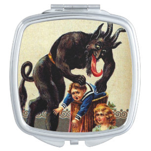 Krampus Kids in Basket Holiday Christmas Compact Mirror