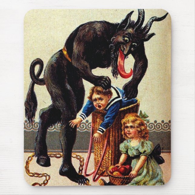 Krampus Kids in Basket Holiday Christmas Mousepad (Front)