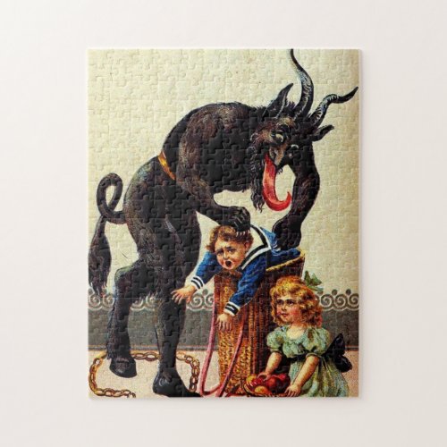 Krampus Kids in Basket Holiday Christmas Puzzle