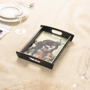 Krampus Kids in Basket Holiday Christmas Tray