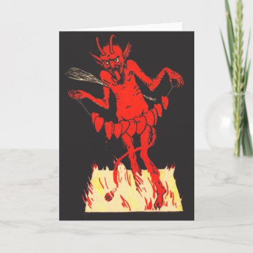 Krampus Little Devil Heart On A String Holiday Card