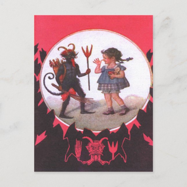 Krampus & Little Girl Postcard (Front)