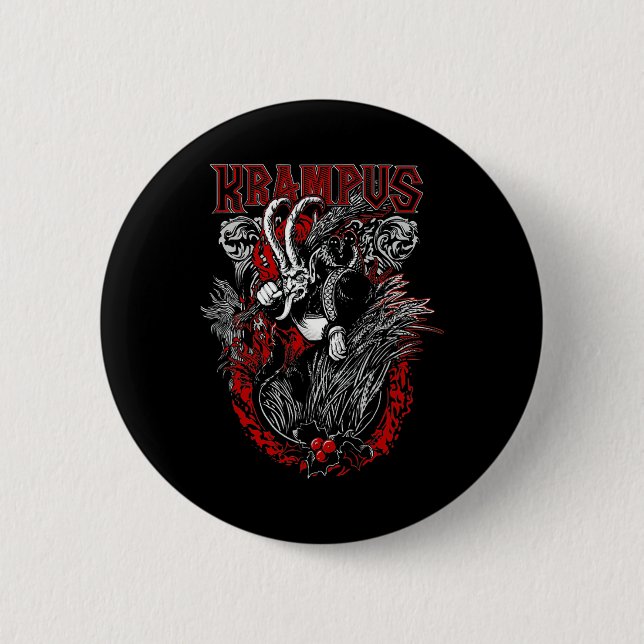 Krampus Merry Christmas Holiday Chrismas Horror Xm Button (Front)