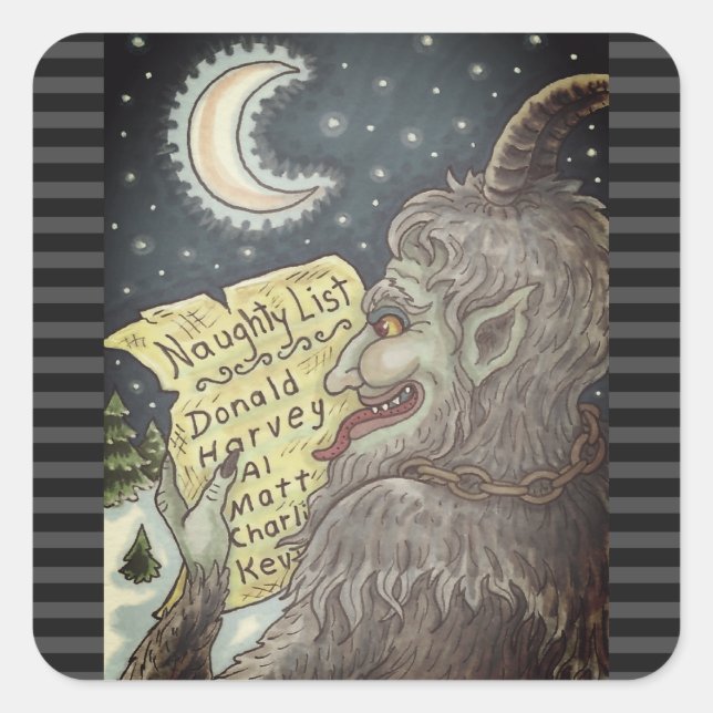 KRAMPUS NAUGHTY CHILDREN LIST CHRISTMAS STICKERS (Front)