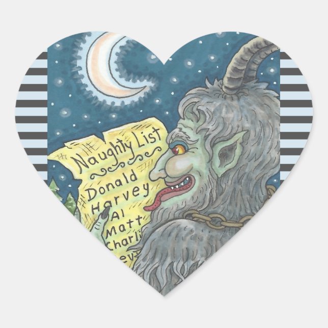KRAMPUS NAUGHTY CHILDREN LIST CHRISTMAS STICKERS (Front)