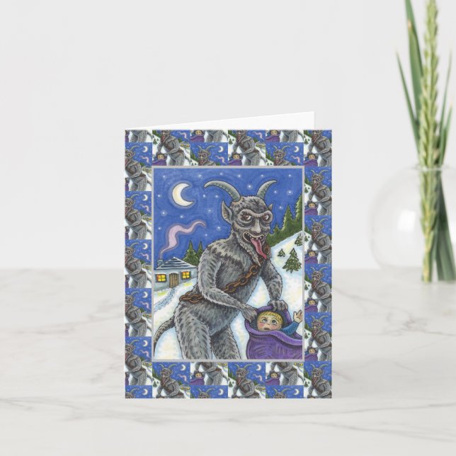 KRAMPUS & NAUGHTY CHILDREN, SCARY CHRISTMAS STORY HOLIDAY CARD (Front)