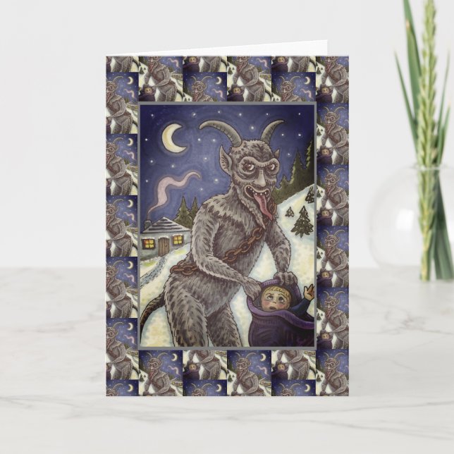 KRAMPUS & NAUGHTY CHILDREN, SCARY CHRISTMAS STORY HOLIDAY CARD (Front)